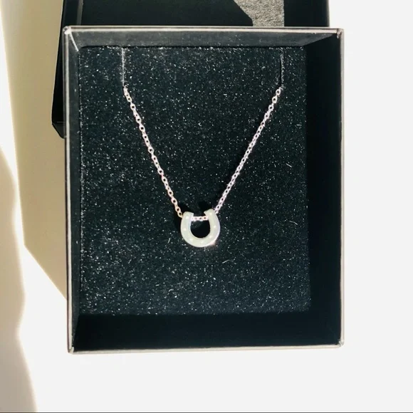 NWT 925 Sterling Silver Dainty Horseshoe Necklace - Picture 3 of 5